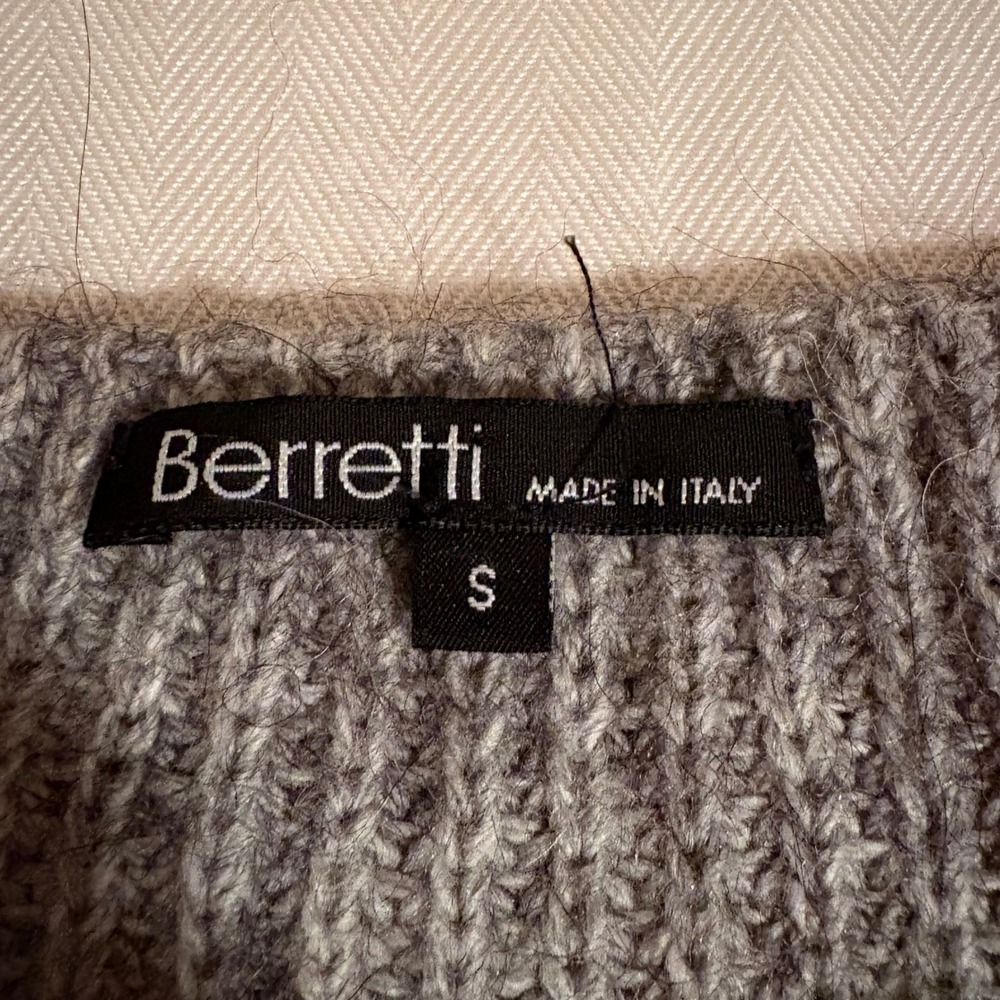 Berretti Women's Size S Gray Oversized Ribbed Knit Sweater Alpaca Wool‎ Blend M - Picture 7 of 13